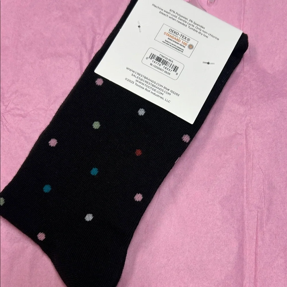 Charms Mini Pops Black with Colorful Polka Dots Novelty Socks